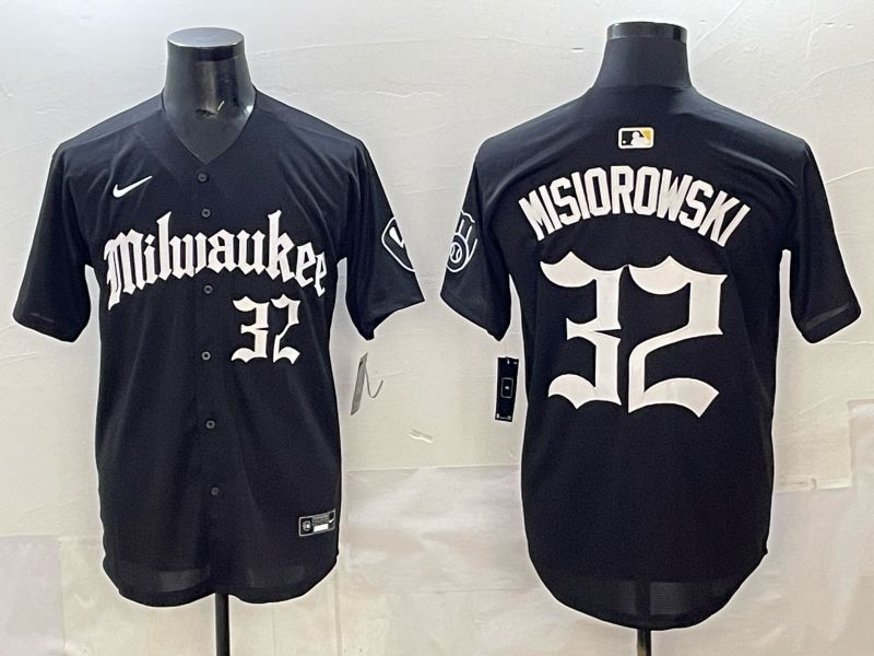 Men 2025 Milwaukee Brewers #32 Misiorowski Black Five generations Joint Name Nike MLB Jersey style 9->buffalo bills->NFL Jersey
